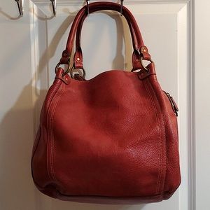 Fossil large red leather shoulder bag.